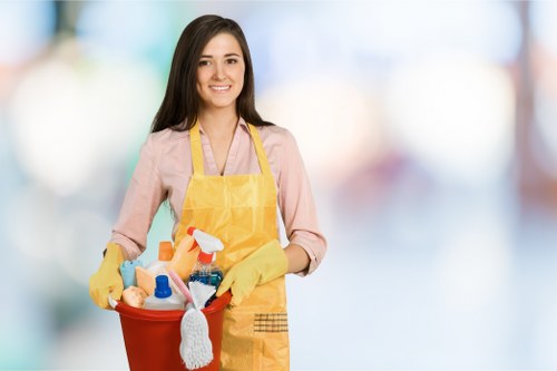 Clean and orderly carpet cleaning setup with safety-focused handling