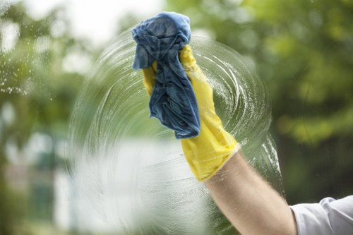 Cleaner preparing a bathroom for tenancy handover in SE24